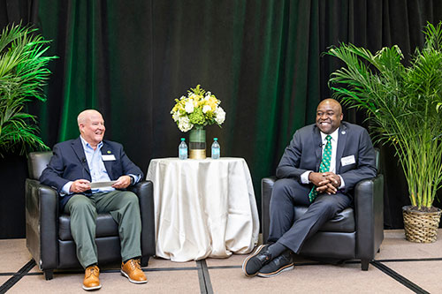 Two people sitting at a table